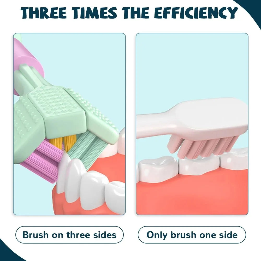 3D Stereo Three-Sided Toothbrush PBT Ultra Fine Soft Hair Adult Toothbrushes Tongue Scraper Oral Care 360° Cleaning Teeth Brush