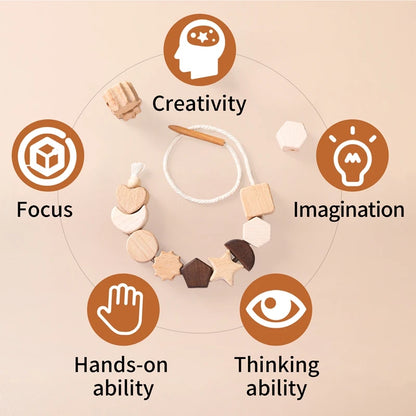 Educational Toys For Baby Wooden Star And Moon Threading Toy Children Learning Building Blocks Games Children Toys ﻿Accessories