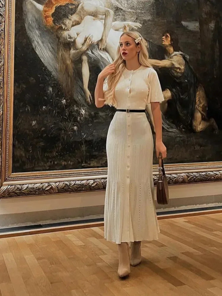 Fashion Hollow Out Knitted Maix Dress