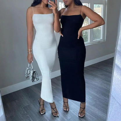 Black Spaghetti Strap Bodycon Dress