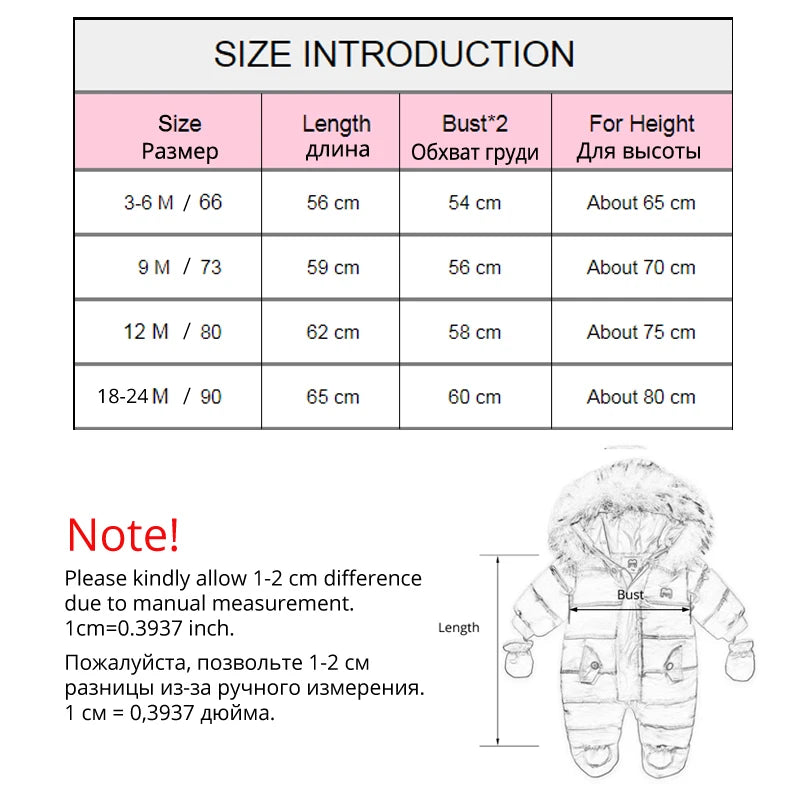 IYEAL Newborn Baby Boys Jumpsuit Winter Warm Cotton Infant Rompers With Gloves Hooded Fur Thicken Boys Snowsuit Girl Clothing