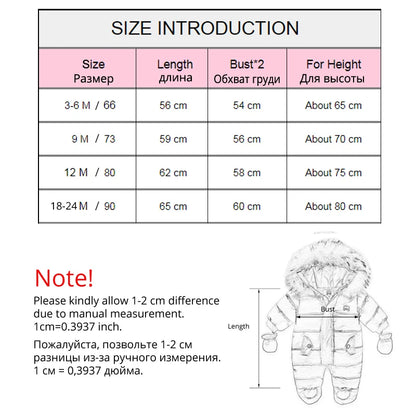 IYEAL Newborn Baby Boys Jumpsuit Winter Warm Cotton Infant Rompers With Gloves Hooded Fur Thicken Boys Snowsuit Girl Clothing