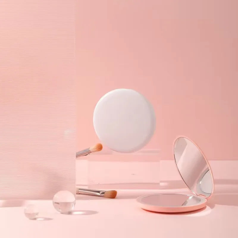 Mini LED Light makeup mirror Foldable compact mirror With luminous circle Portable USB handheld makeup mirror