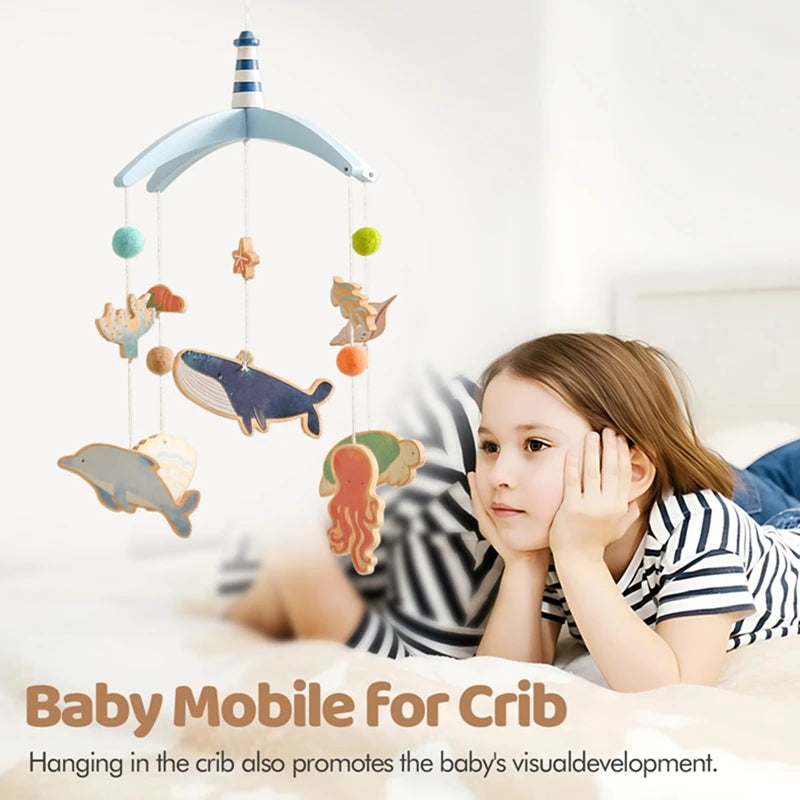 Baby Crib Mobiles Bed Bell Cartoon Felt Whale Rattles Toys Newborn Music Box Hanging Toys Holder Bracket Infant Crib Toys Gifts