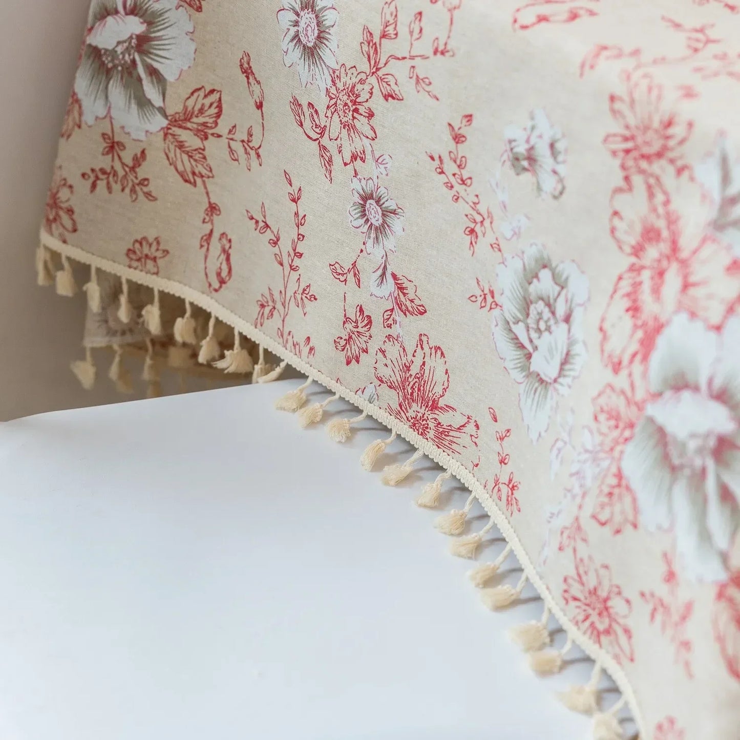 Floral Linen Cotton Tablecloth With Tassel retro nappe de table Table Cover round Dining Table Cover Tea Cloth Desktop decoratio