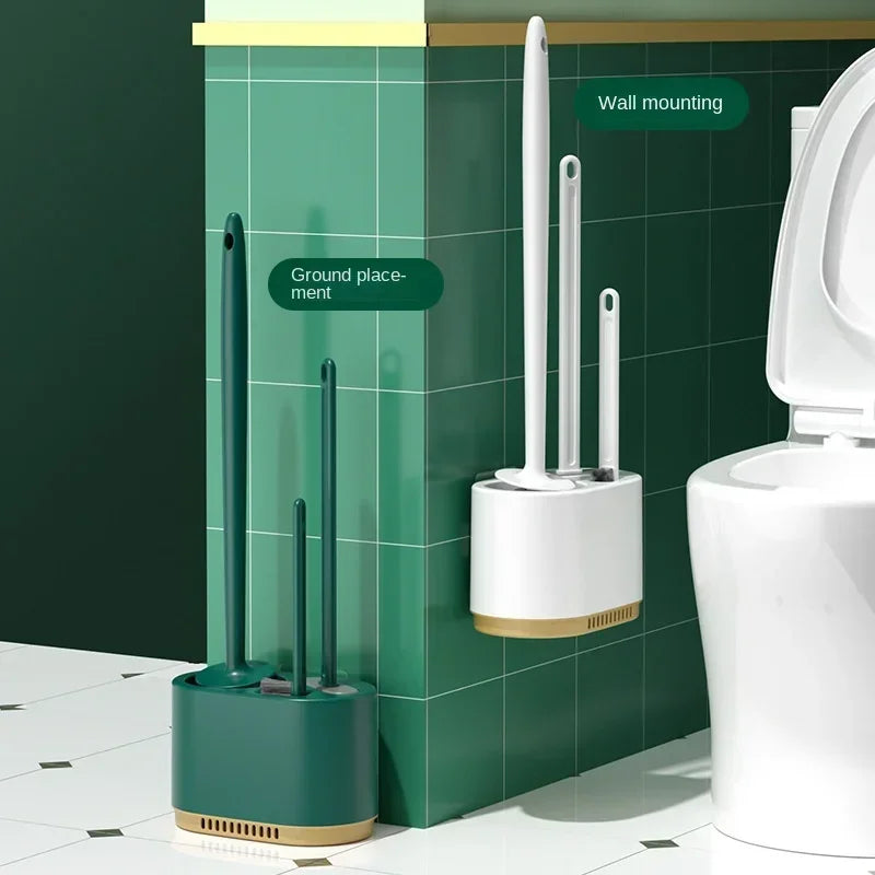Toilet Brush Silicone No Punching Wall Mounted Multi-functional 3In1Cleaning Tools with Bracket Bathroom Toilet Set Accessories