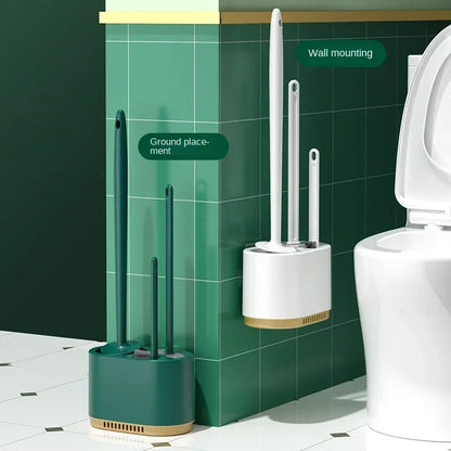 Toilet Brush Silicone No Punching Wall Mounted Multi-functional 3In1Cleaning Tools with Bracket Bathroom Toilet Set Accessories