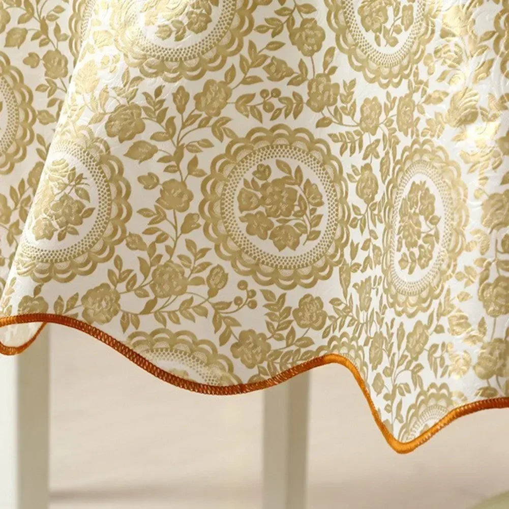 PVC Round Table Cloth For 4/6 Seaters 152cm 180cm Dining Table Cover Waterproof Oilproof Floral Printed Household Tablecloths