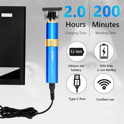 2 in 1 Professional Hair Clipper Beard Nose Trimmer Men's Barber USB Rechargeable Blade 0mm Bald Hair Cutting Machine