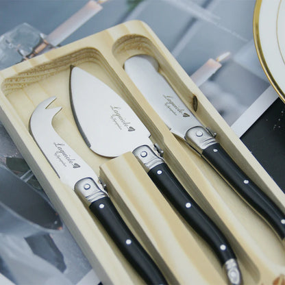 3pcs Laguiole Cheese Tool set Black Butter Spreader Sandwich Jam Knife Small Cheese Slicer  Scraper Cutter Kids Child Cutlery
