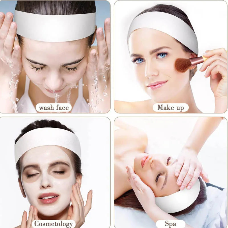 50 Pieces Disposable Spa Facial Headbands Stretch Non-Woven Soft Skin Care Hair Band with Convenient Closure for Women Gir