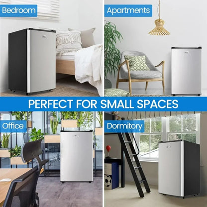 Mini Fridge with Freezer 3.2 Cu.Ft, Single Door Small Refrigerator, Energy-efficient Low Noise, Compact Fridge for Bedroom Dorm