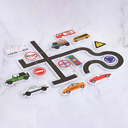 23 Pieces Bath Water Toy Sticky Wall City Traffic Car Road Rail Puzzle Vinyl 0-3Y 3-6Y 6-12Y 12+y 14+Y Bath Features
