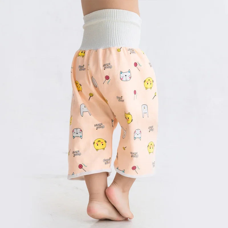 Baby Training Pants 2 in 1 Babies Kids Diaper Waterproof Reusable Cotton Pant Skirts Leakage Mat Cover Sleeping Bed Clothes