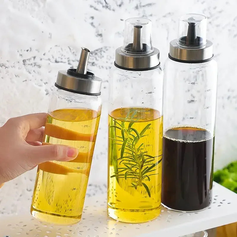 Leak-Proof Glass Oil Bottle Durable High Borosilicate Jar Vinegar Pot Seasoning Storage Bottle Kitchen Soy Sauce Gadgets