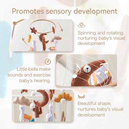 Crib Mobile Bed Bell Rattle Toys Soft Felt Alpaca Shape Pendant Pendant Newborn Music Crib Holder Bracket Crib Bracket Baby Gift