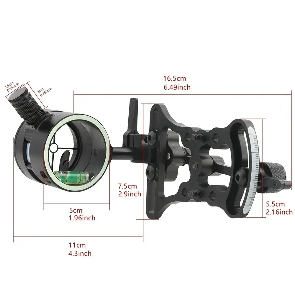 Archery Compound Bow Sight 2 Pin 0.019 Optical Fiber Pin Aviation Aluminum Adjustable Pointer Shooting Aim Outdoor Hunting Sport