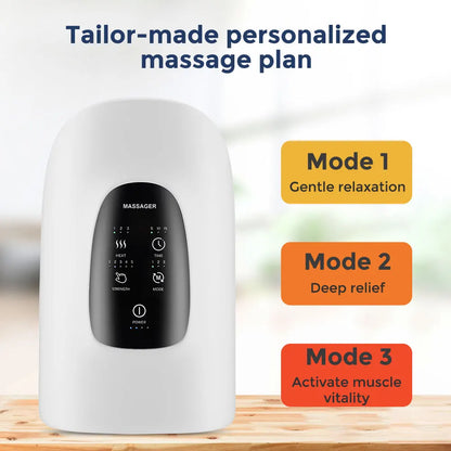 Hand Massager Electric Palm Airbag Acupoint Pressing and Kneading Hot Compress Promote Blood Circulation Comfort Type-C Charging