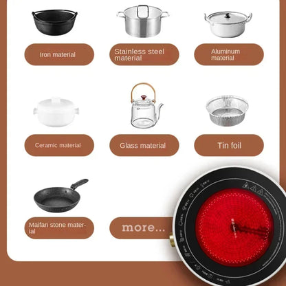 New Electric Ceramic Stove Home Mini Tea Cooker 2000W High Power Induction Cooktop Round Induction Cooker Kitchen Appliances 인덕션