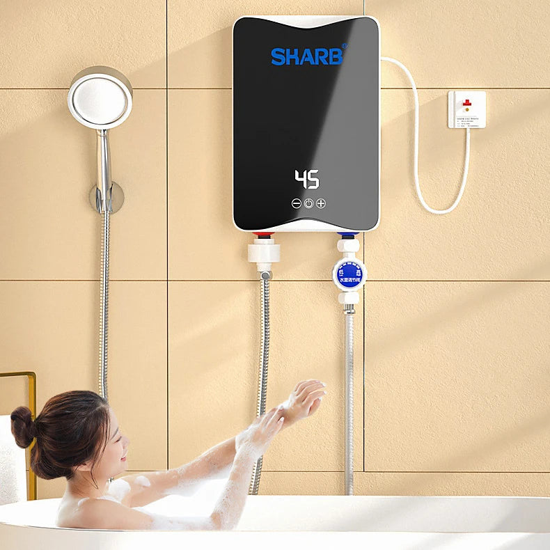 110V 220V Instant Water Heater Kitchen Bathroom Mini Wall Mounted Electric Water Heater LCD Temperature Display with Shower Set