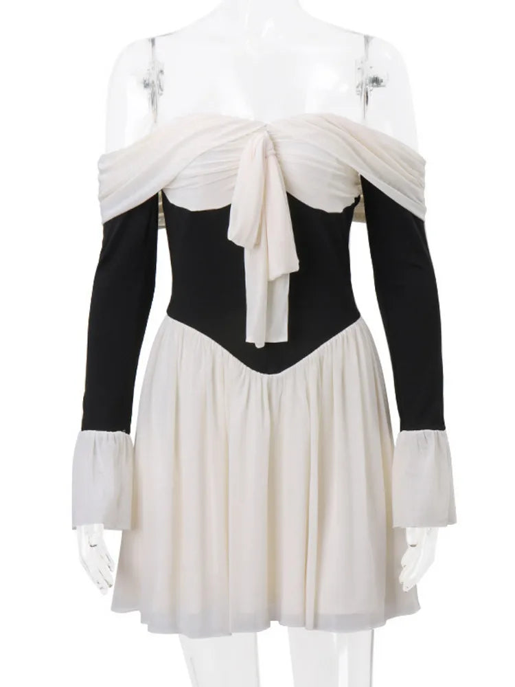 Strapless Backless Flare Sleeve Mini Dress