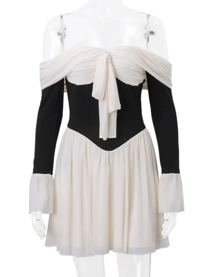 Strapless Backless Flare Sleeve Mini Dress