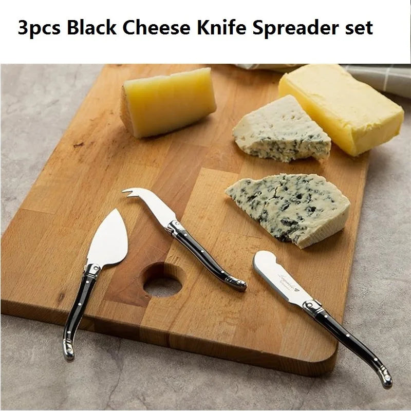 3pcs Laguiole Cheese Tool set Black Butter Spreader Sandwich Jam Knife Small Cheese Slicer  Scraper Cutter Kids Child Cutlery