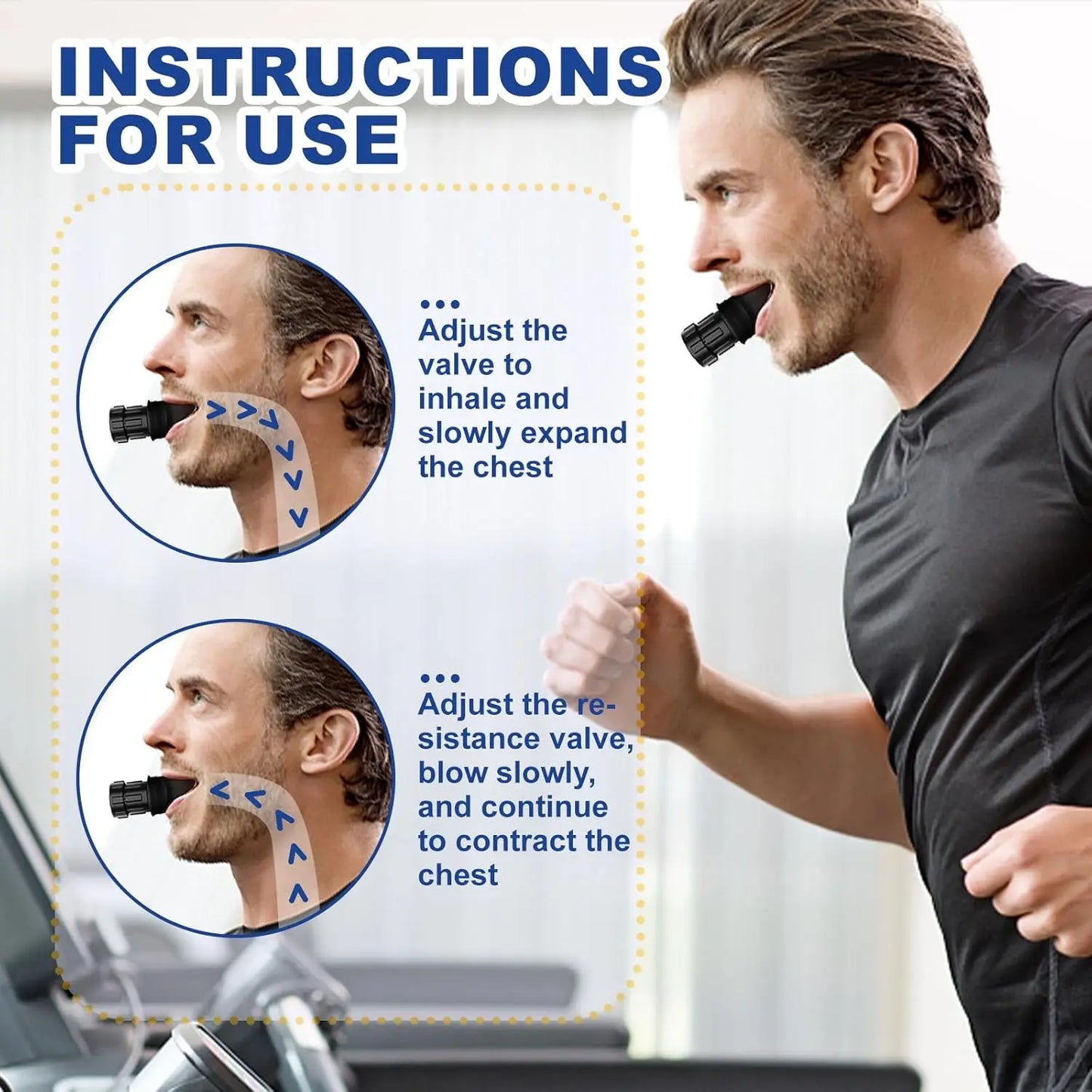 Silicone Breathing Trainer Respiratory Muscles Portable Lightweight Lung Flexer Durable Fitness Adjustable Exerciser Device