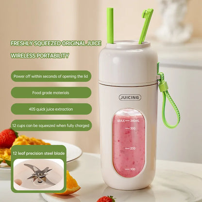Portable Cup Juicer 12 Blades 2 Motors 1500mAh*2 Small Home Electric Fruit Blender Wireless Automatic Juicer for Smoothies