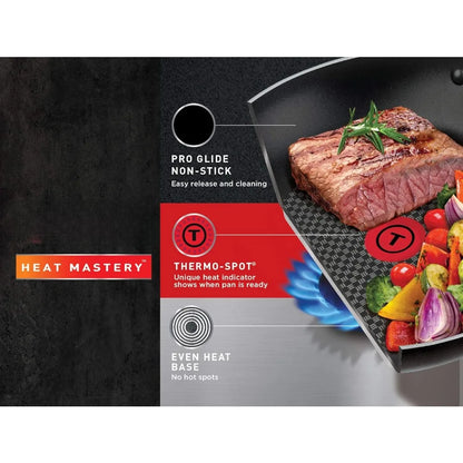 Excite ProGlide Nonstick Thermo-Spot Heat Indicator Dishwasher Oven Safe Cookware Set, 14-Piece