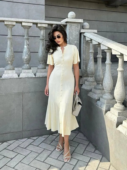 Fashion Hollow Out Knitted Maix Dress
