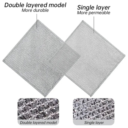 Steel Wire Deep Cleaning Cloth Brush Double -layer Non Stick Oil Dishrag Magic Coffee Stain Pan Rag Kitchen Cleaning Supplies