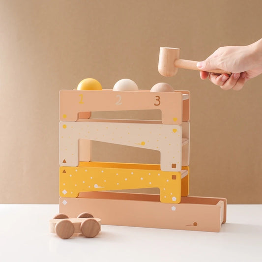 Wooden Track Assembly Toy Montessori Toys Wooden Trolley Baby Shape Tapping Training Hand And Foot Training Toys Building Blocks