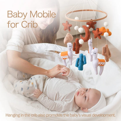 Crib Mobile Bed Bell Rattle Toys Soft Felt Alpaca Shape Pendant Pendant Newborn Music Crib Holder Bracket Crib Bracket Baby Gift