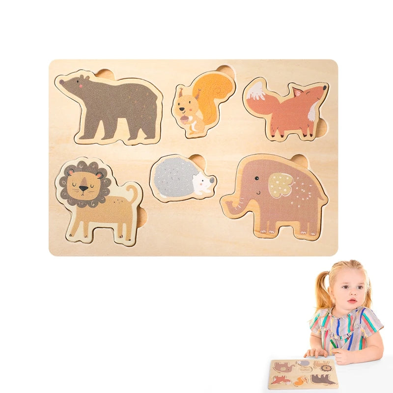 Children Wooden 3D Puzzles Toys Animals Vwgetable Colorful Puzzles Matching Toys For Baby Training Cognitive Montessori Toy Kids
