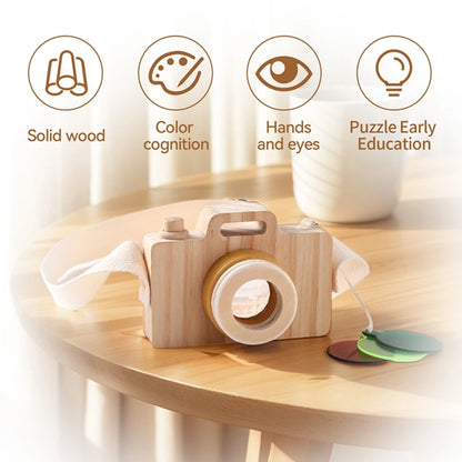 1Pc Wooden Baby Fashion Camera Toys Beech Wooden Colorful Baby Kaleidoscope Montessori Toys for Children Outdoor Gift Toys