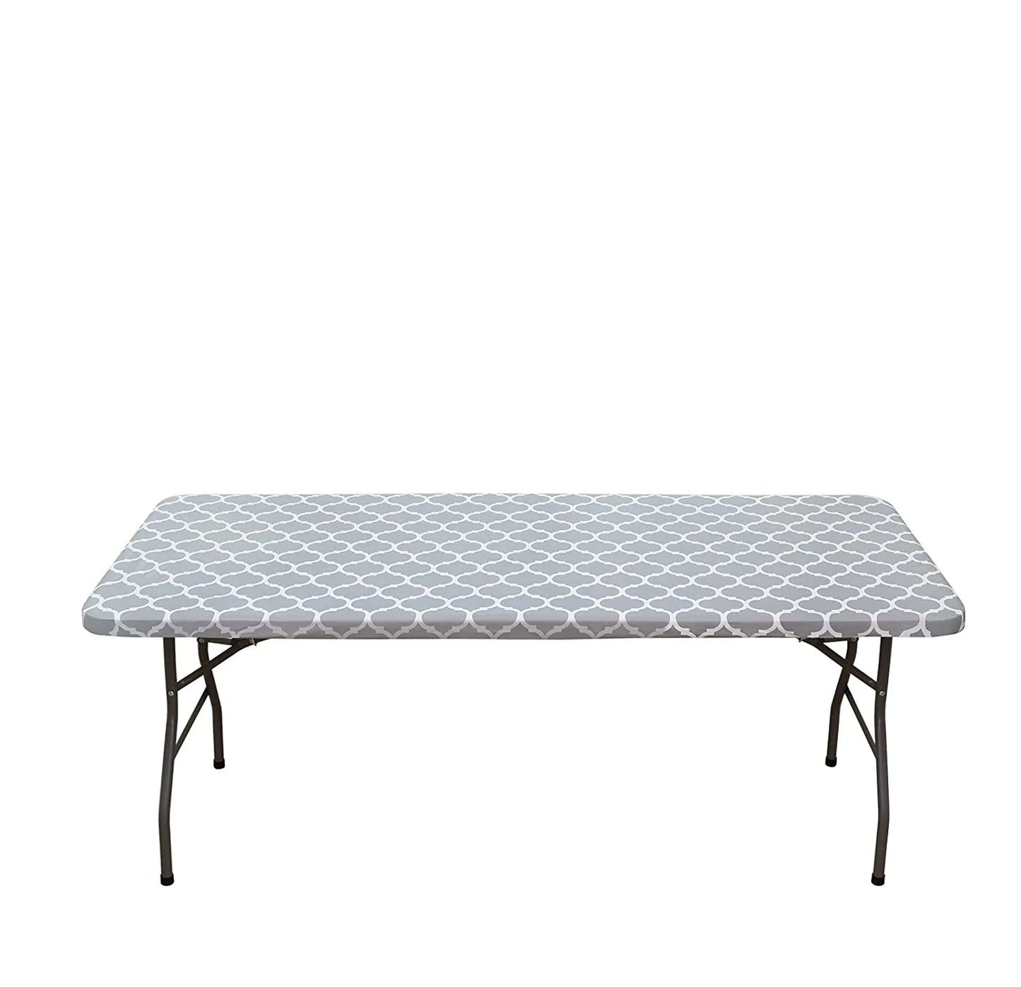 Elastic Fitted Vinyl Waterproof Tablecloth Flannel Backing Rectangle Table Cover Folding Table Wipeable TableCloth Outdoor Party