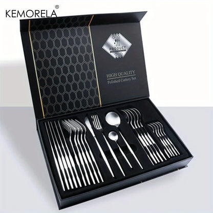 Christmas Golden Cutlery Set | Premium Christmas Dinnerware Gift