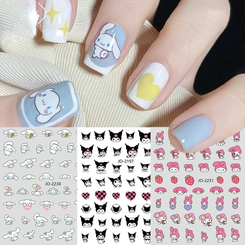 1PCS Cartoon Cinnamoroll Kulomi 3D Stickers Nail Art Decoration Sanrio Anime Character Series Nail Stickers DIY Lasting Decals
