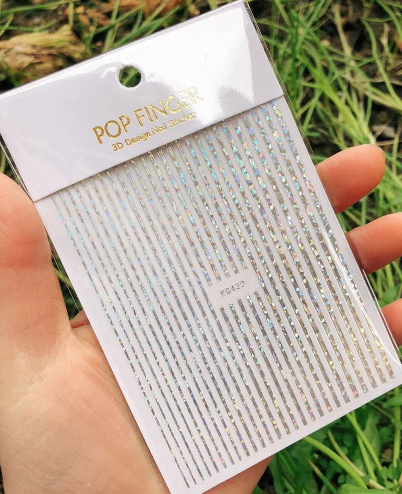 Stripe Line Nail Sticker Decal Thin Lining Line Art Self-Adhesive Peel Off Silver /Gold /White /Black Gold Stickers Accessories