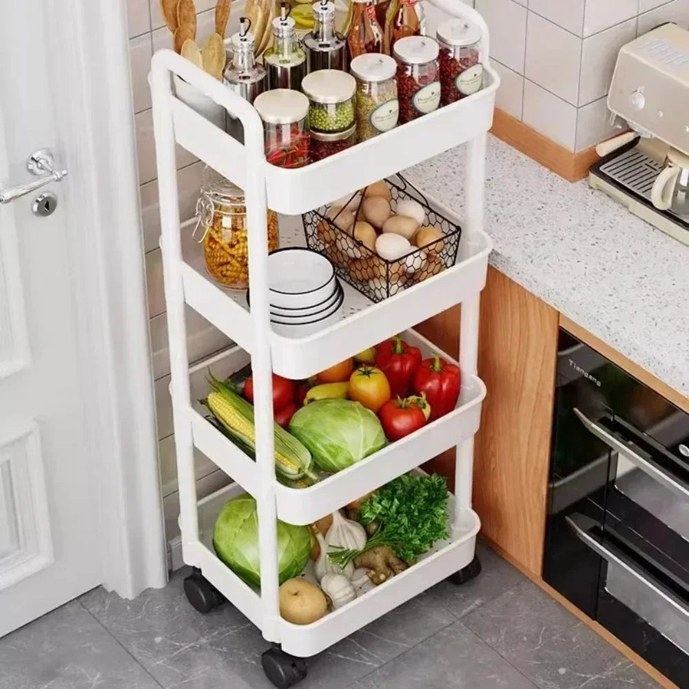 Mobile Storage Rack Trolley Organizer Rolling Storage Cart High Capacity Rack Rolling Cart Bookshelf for Bedroom Bathroom
