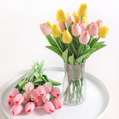 10Pcs Tulip Artificial Flowers Bouquet 29cm Real Touch PE Fake Flowers for Wedding Decoration Ceremony Decor Home Garden Decor