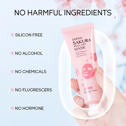 Sakura Peeling Face Mask Deep Cleansing  Firming Brightening Blackhead Removed Tear Off Mask Facial Skin Care 50g
