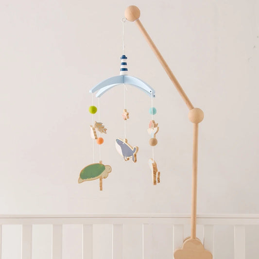 Baby Crib Mobiles Bed Bell Cartoon Felt Whale Rattles Toys Newborn Music Box Hanging Toys Holder Bracket Infant Crib Toys Gifts
