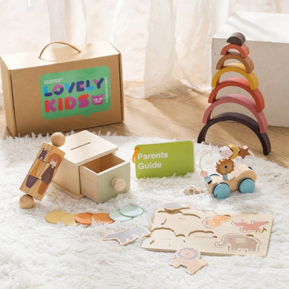 Montessori Baby Wooden Toy Coin Ball Busy Drum Color Shape Cognition Match Puzzle Game Toy Baby Early Education Sensory Toy Gift