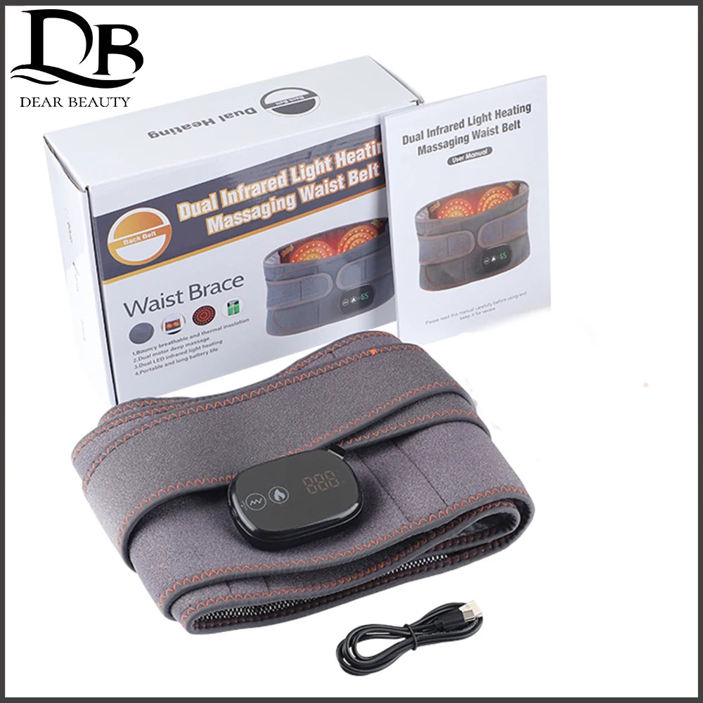 Belt Support Care Health Brace Physio Decompression Back Relief Waist Lumbar Traction Backache Heat Therapy Pain Massager Parent