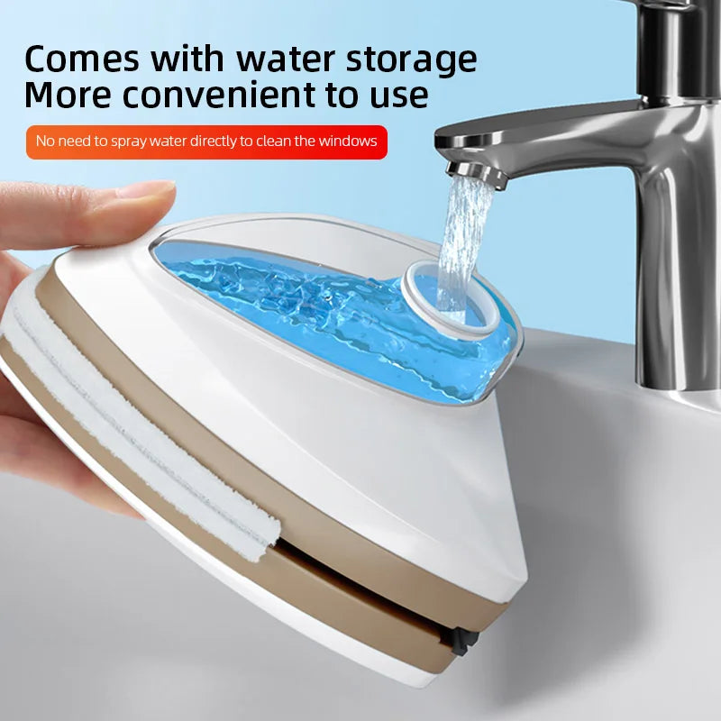 2024 New Magnetic Glass Window Cleaning Tool Water Discharge Double-layer Wiper Household Special Magnetic Window Cleaner