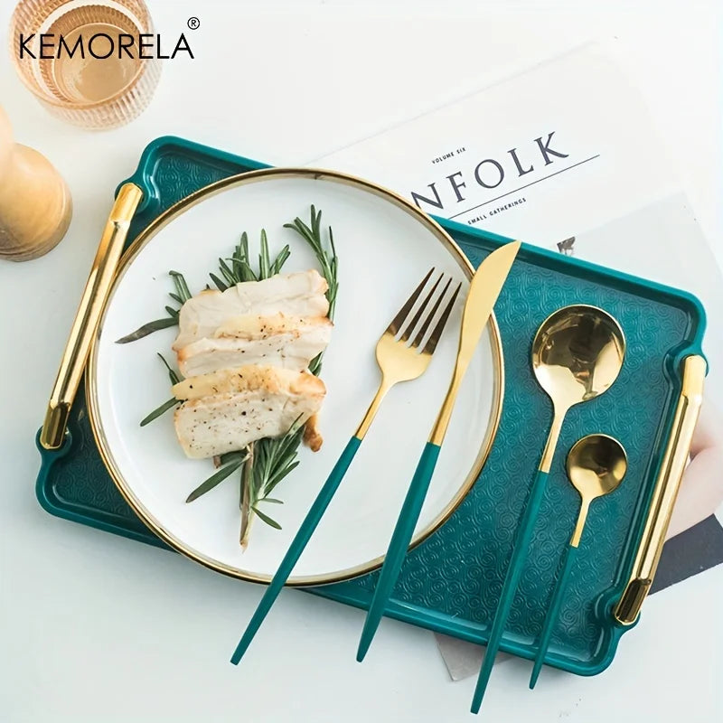 Christmas Golden Cutlery Set | Premium Christmas Dinnerware Gift