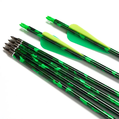 31.5" Mix Carbon Arrows Spine 500 Sport Target Shooting Arrow for Recurve Compound Long Bow 3" TPU Vane 100grain Tip ID6.2