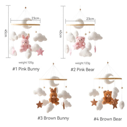 Baby Rattles Bed Bell Mobiles Hanging Toy Cartoon Teddy Velvet Rabbit Bear Doll Toy Newborn Hanger Crib Mobile Bracket Kid Gifts